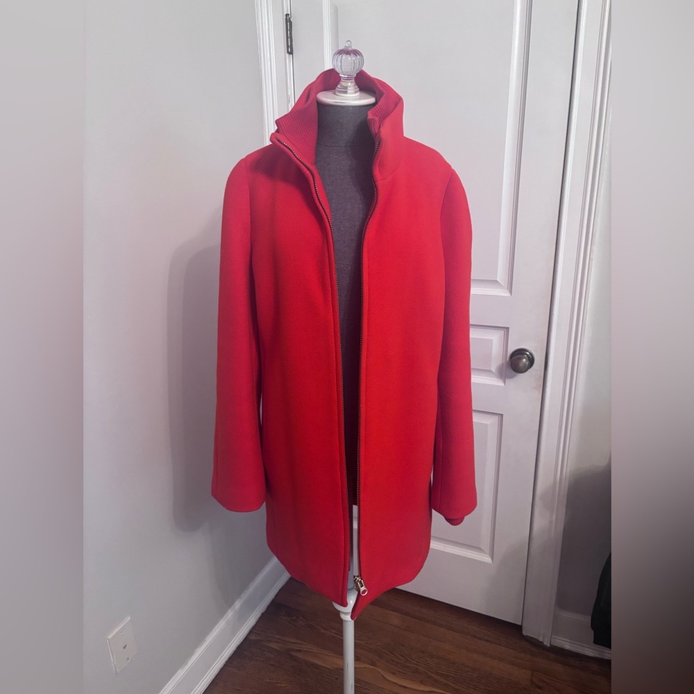 J Crew Stadium Cocoon Coat - Red